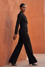 Lia | Tailored Wide Leg Blazer Jumpsuit with Cinched Waist