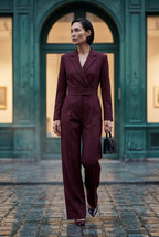 Lia | Tailored Wide Leg Blazer Jumpsuit with Cinched Waist