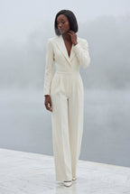 Lia | Tailored Wide Leg Blazer Jumpsuit with Cinched Waist