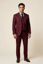 Liam | Textured Three-piece Suit with Notched Lapels