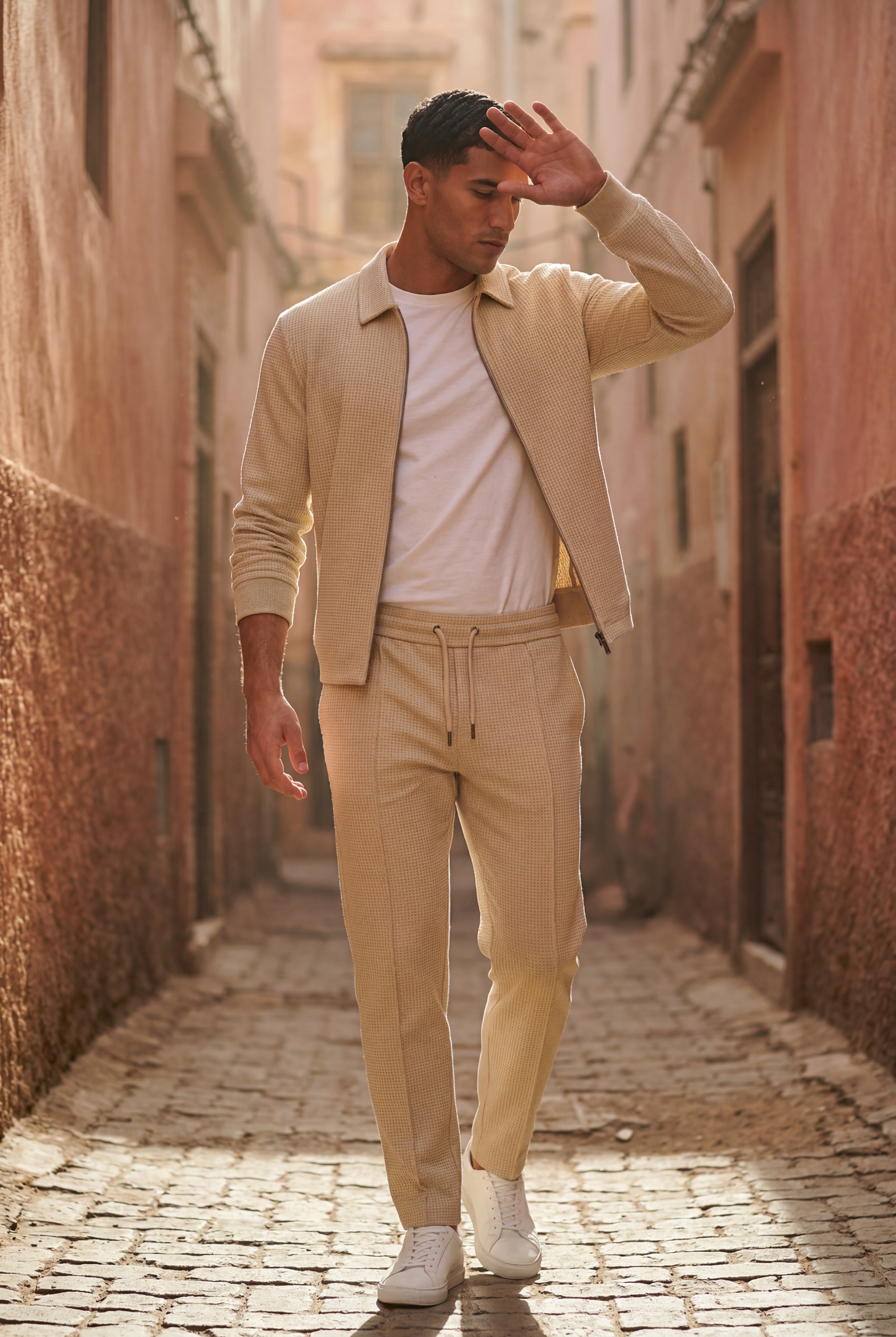 Liam | Textured Zip-up Jacket and Jogger Set with Ribbed Detail