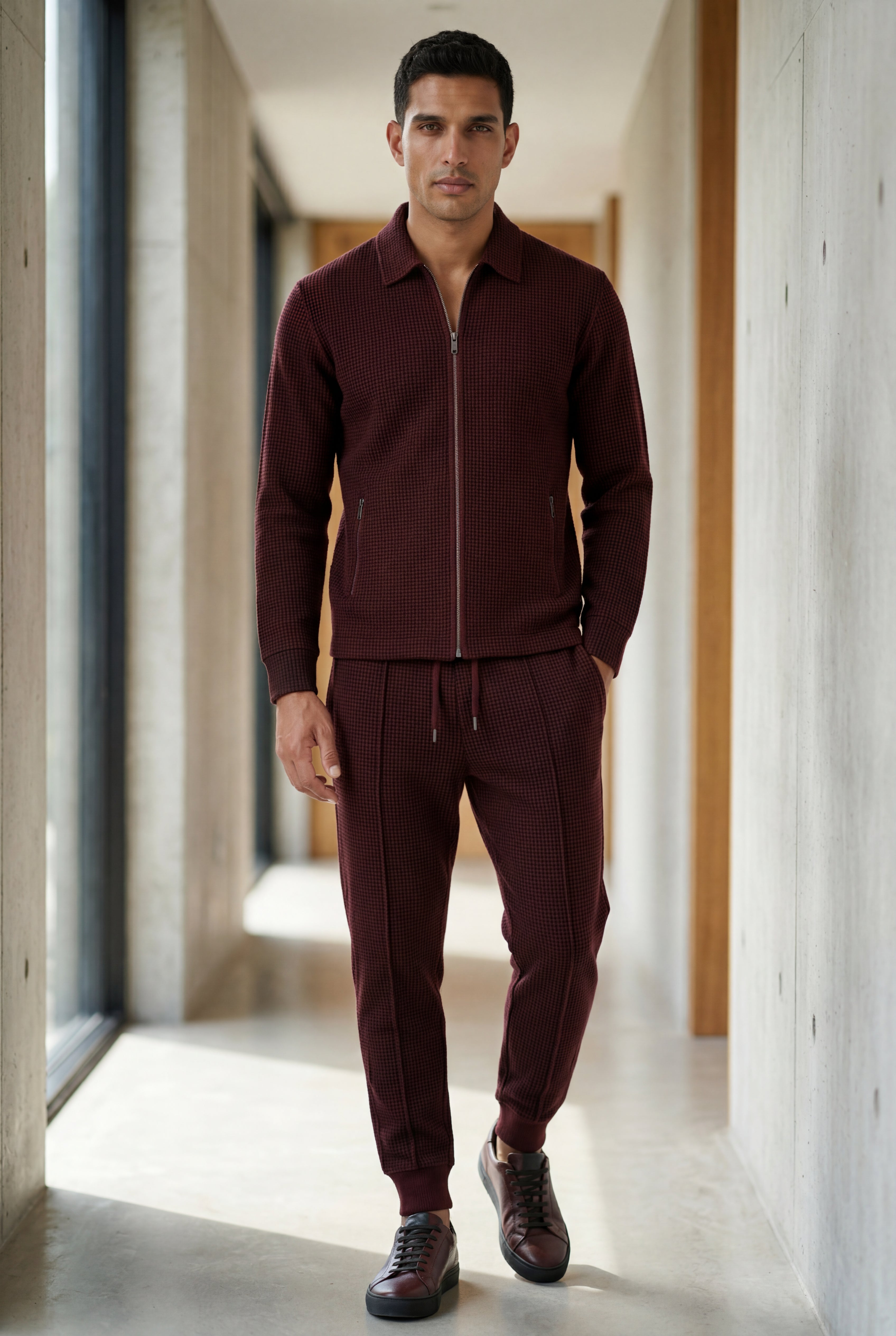 Liam | Textured Zip-up Jacket and Jogger Set with Ribbed Detail