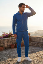 Liam | Textured Zip-up Jacket and Jogger Set with Ribbed Detail
