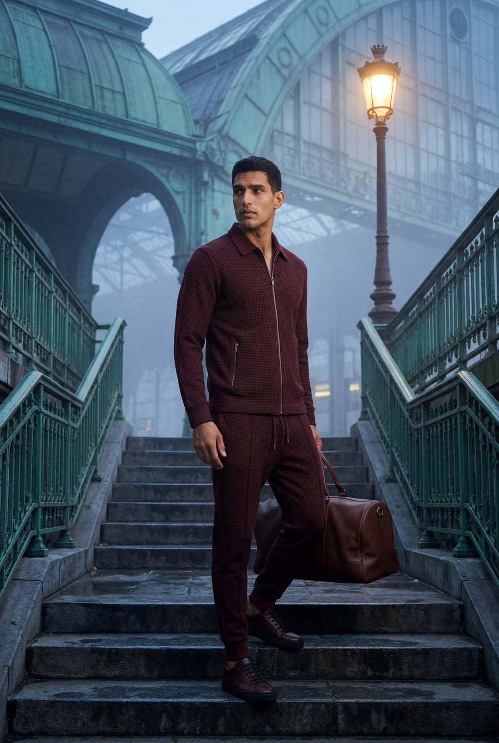 Liam | Textured Zip-up Jacket and Jogger Set with Ribbed Detail
