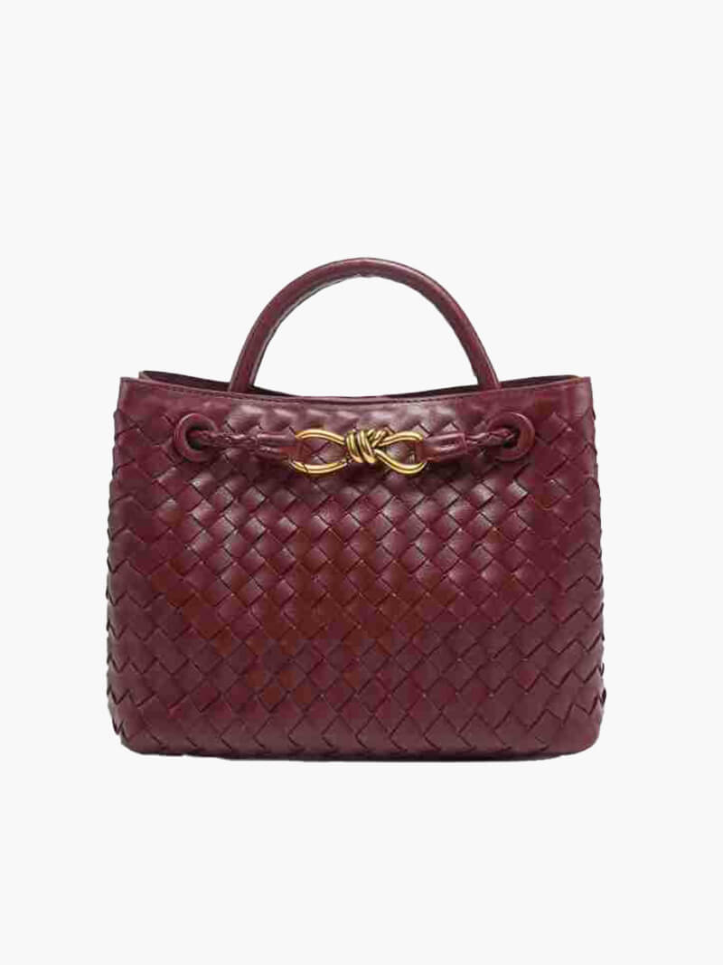 Lieke | Women's Braided Structured Medium Tote Handbag with Top Handles