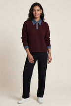 Elcevi | Contrast Collar Pullover Sweater For Women