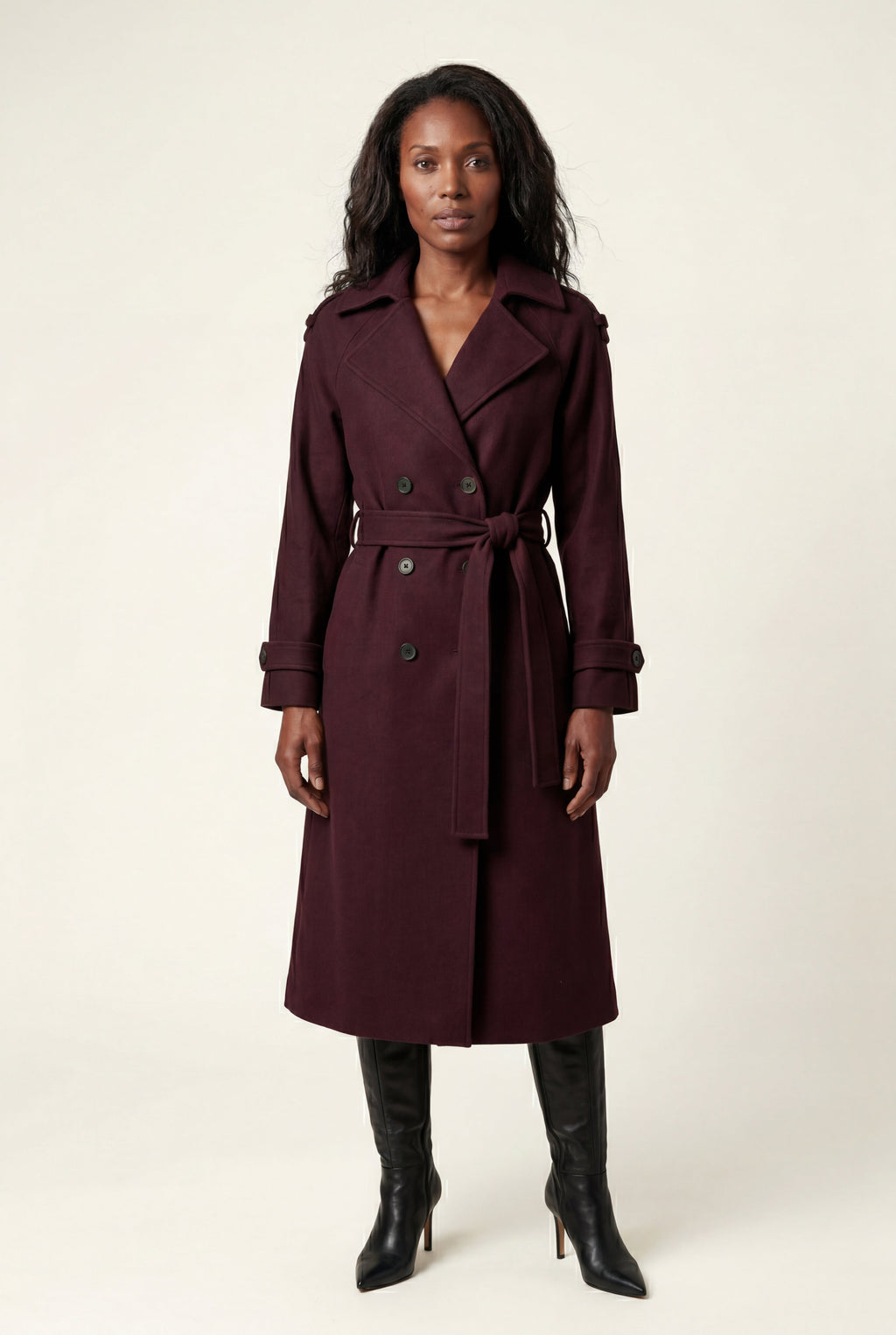 Kim | Women's Double-Breasted Belted -Blend Trench Coat