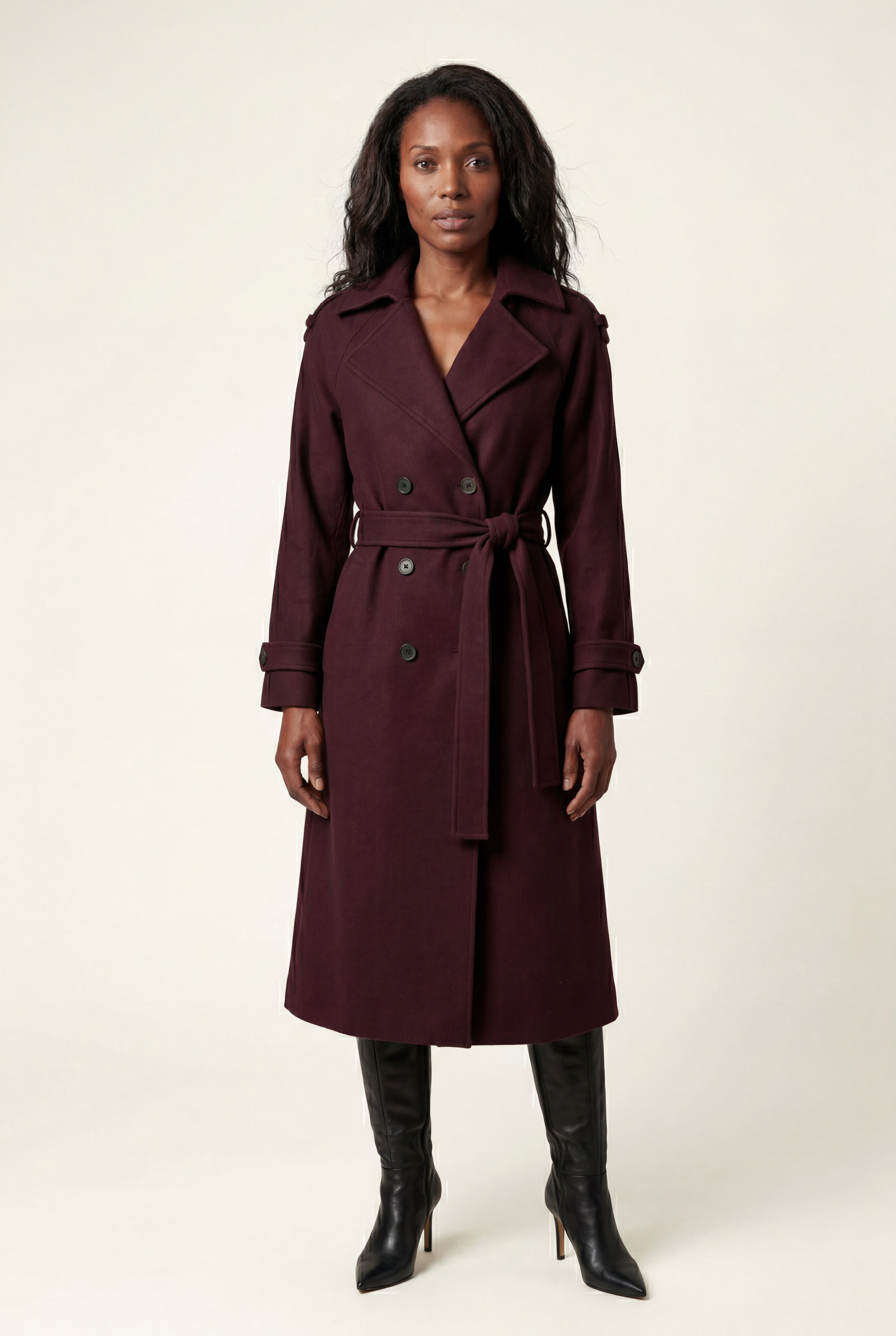 Kim | Women's Double-Breasted Belted -Blend Trench Coat