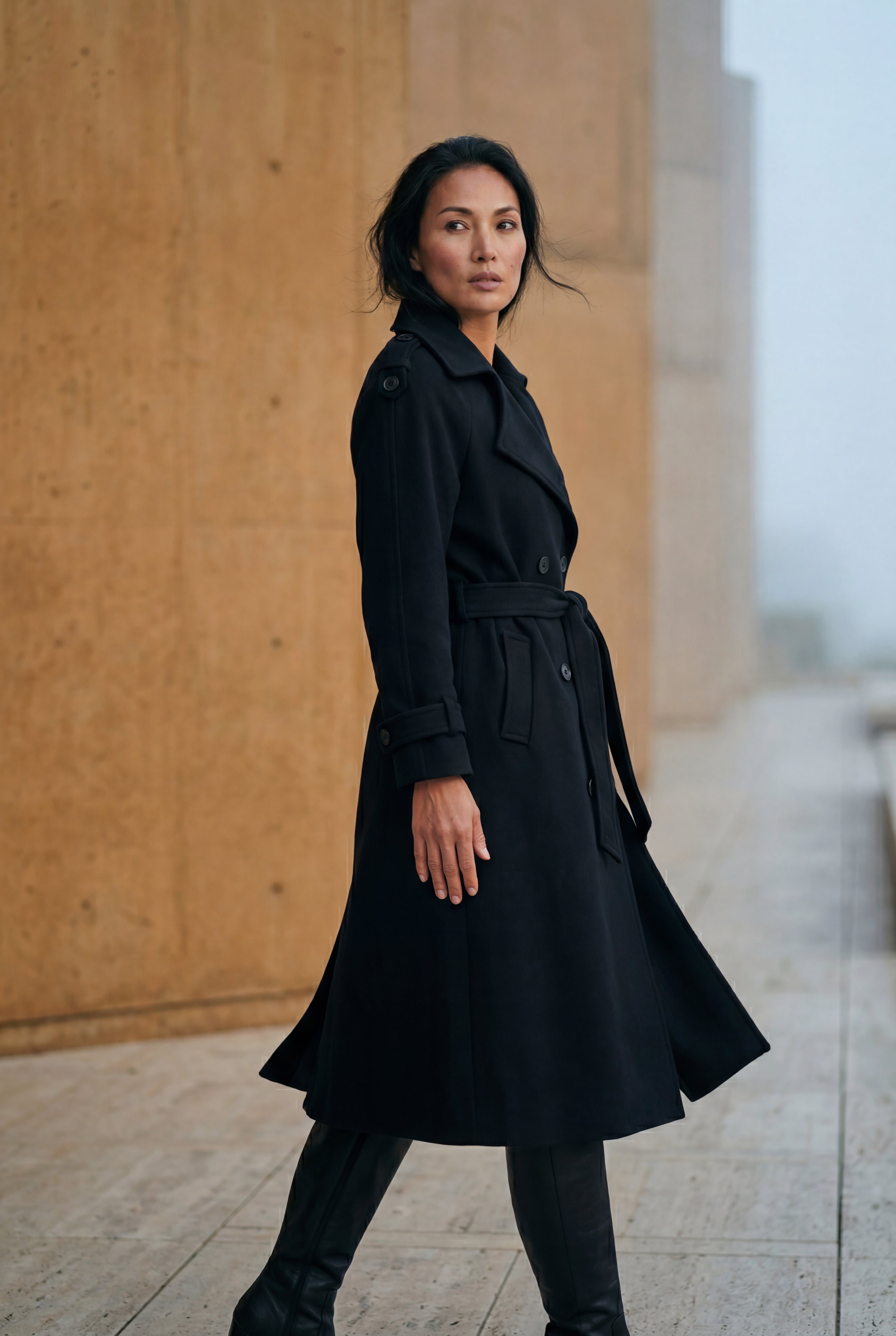 Kim | Women's Double-Breasted Belted -Blend Trench Coat
