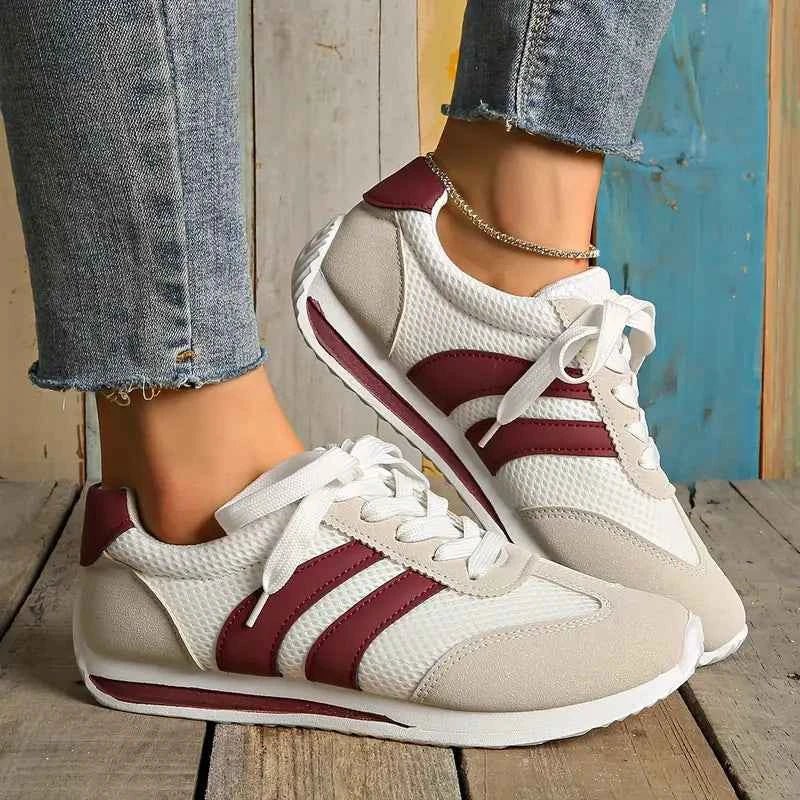 Lia | Women's Retro-Inspired Lace-Up Sneakers with White Sole