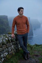Chunky Cable Crewneck Sweater with Ribbed Hem | Liam
