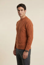 Chunky Cable Crewneck Sweater with Ribbed Hem | Liam
