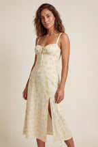 Elcevi | Floral Ruched Bust A-line Sundress with Front Slit For Women