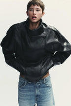 Elcevi | Women's Faux Leather Biker Jacket