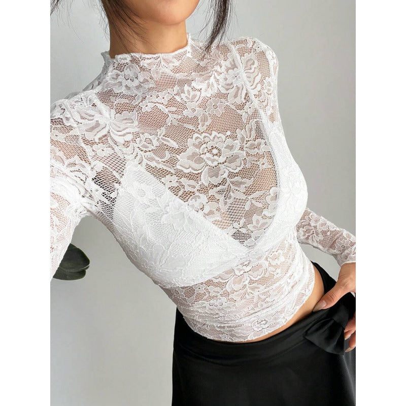 Women's Seductive Lace Top with Floral Pattern and Stretch | Taota