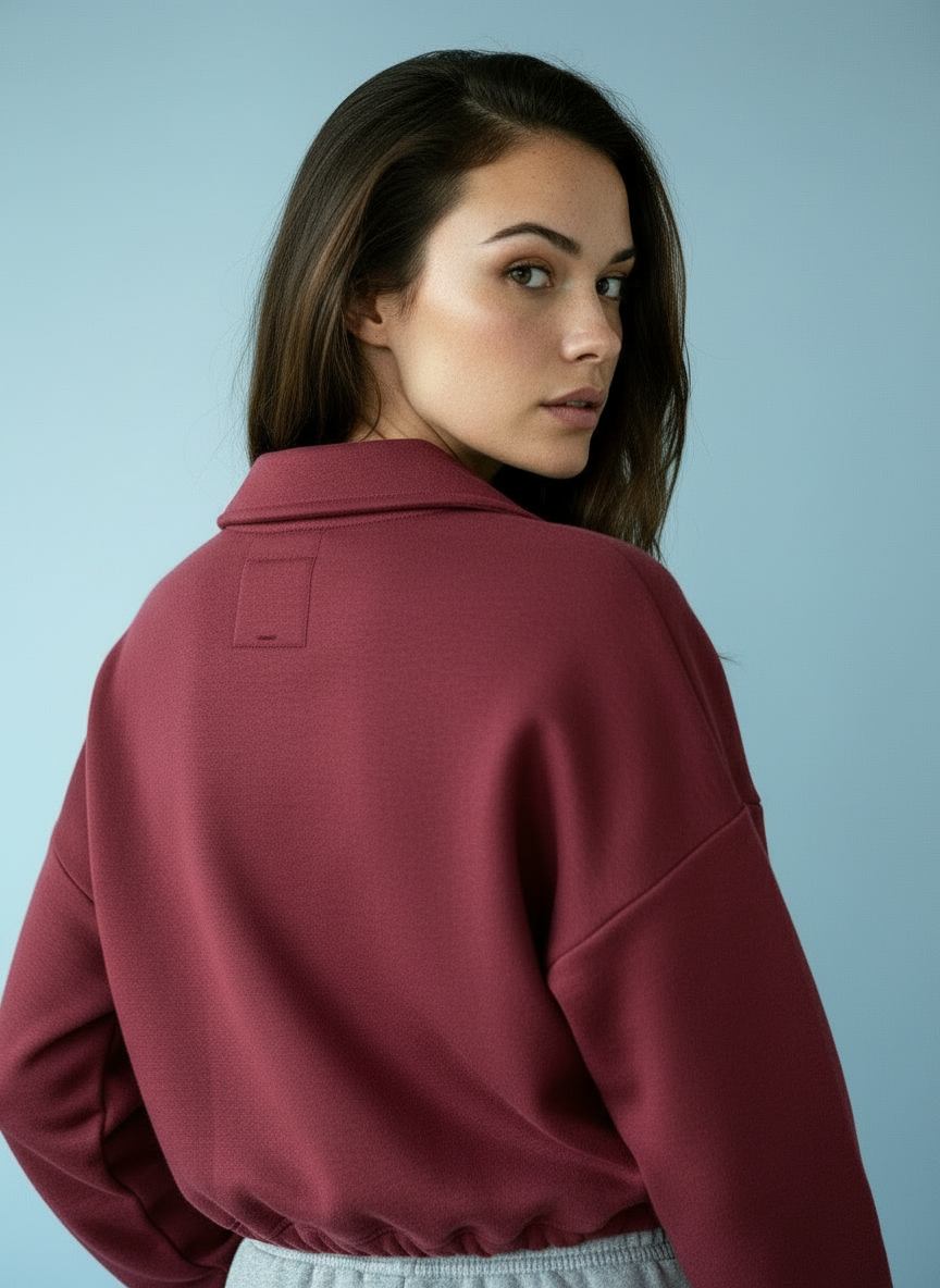 Lia | Cropped Hoodie with Zip and Drawstring