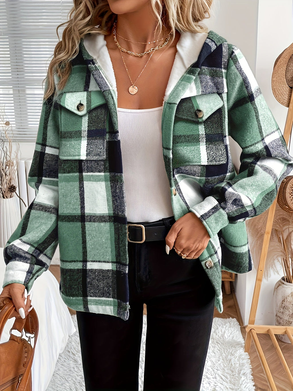 Lucy | Women’s Plaid Hooded Fleece Jacket