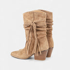 Lia | Braided Tassel Western Chunky Heel Mid-calf Boots