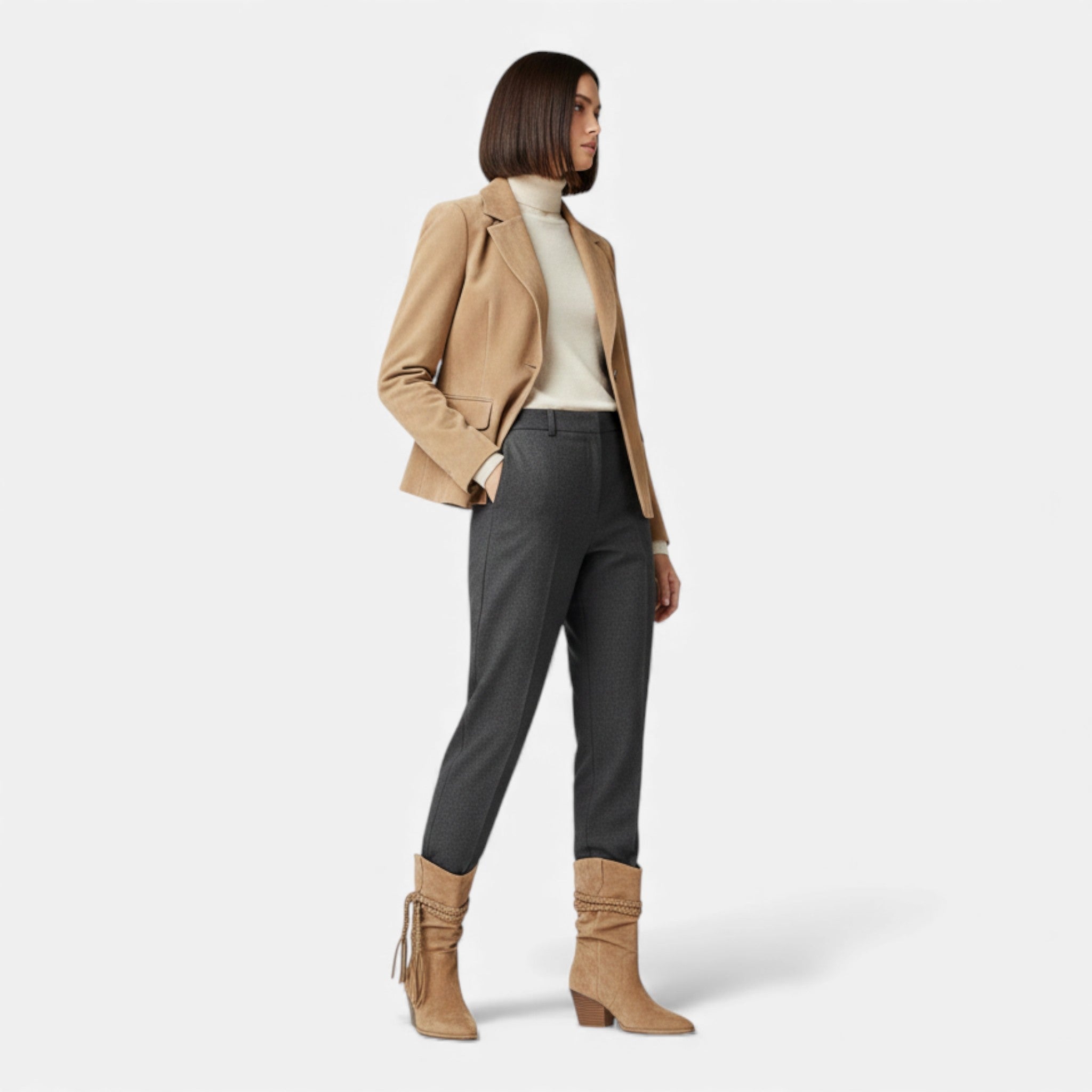Lia | Braided Tassel Western Chunky Heel Mid-calf Boots