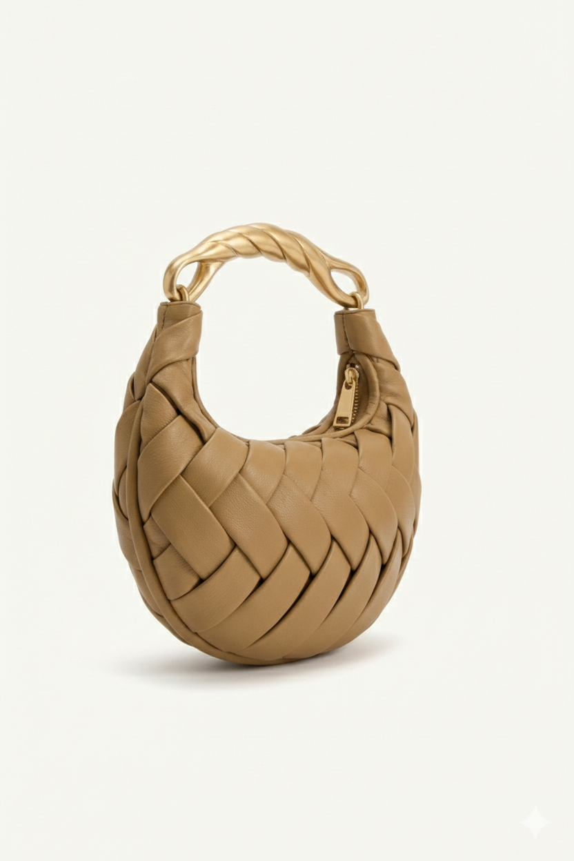 Lieke | Crescent Crossbody Bag with Gold Twisted Handle