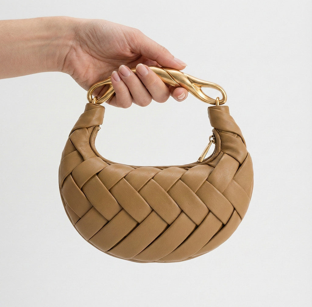 Lieke | Crescent Crossbody Bag with Gold Twisted Handle