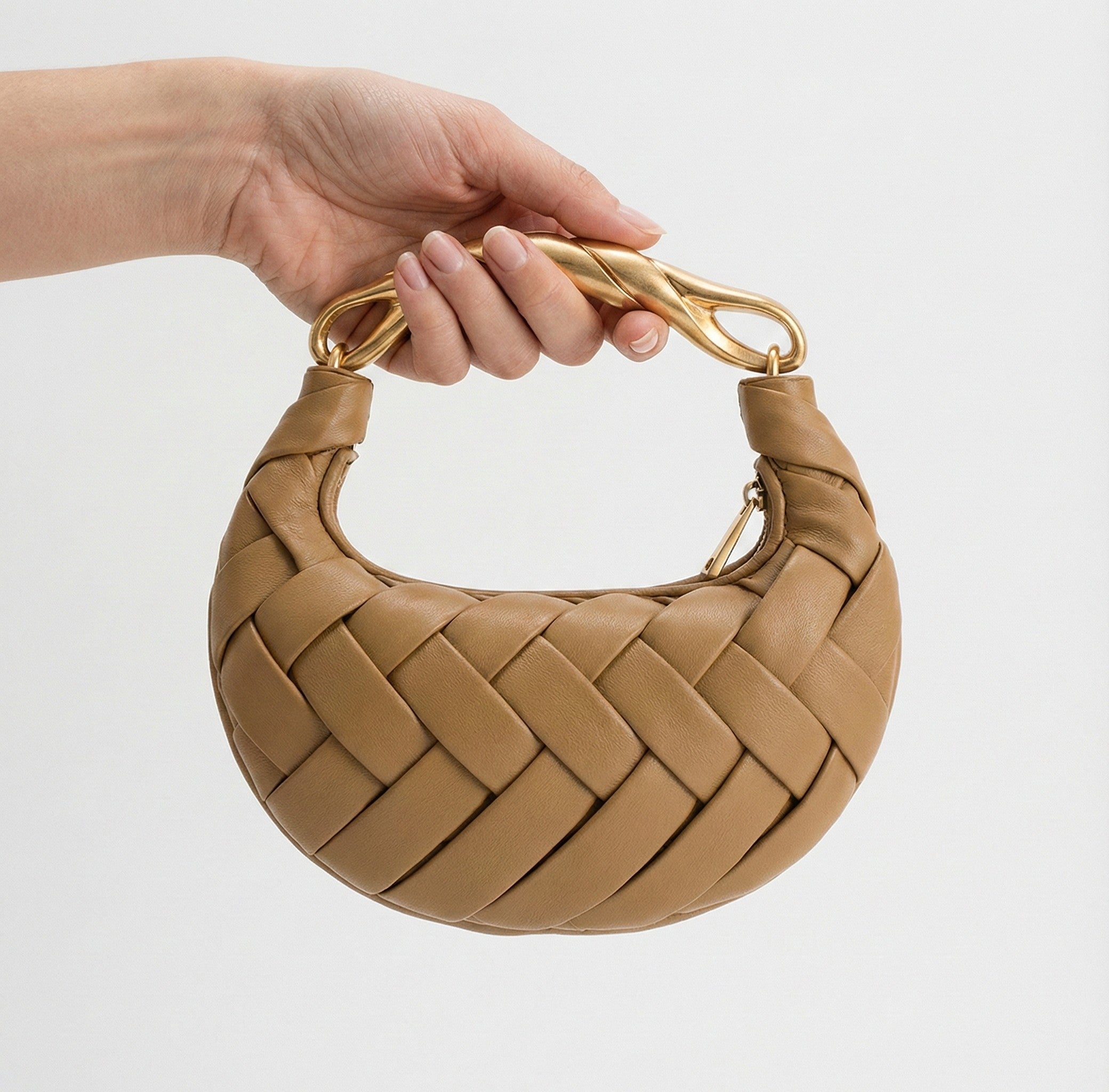 Lieke | Crescent Crossbody Bag with Gold Twisted Handle