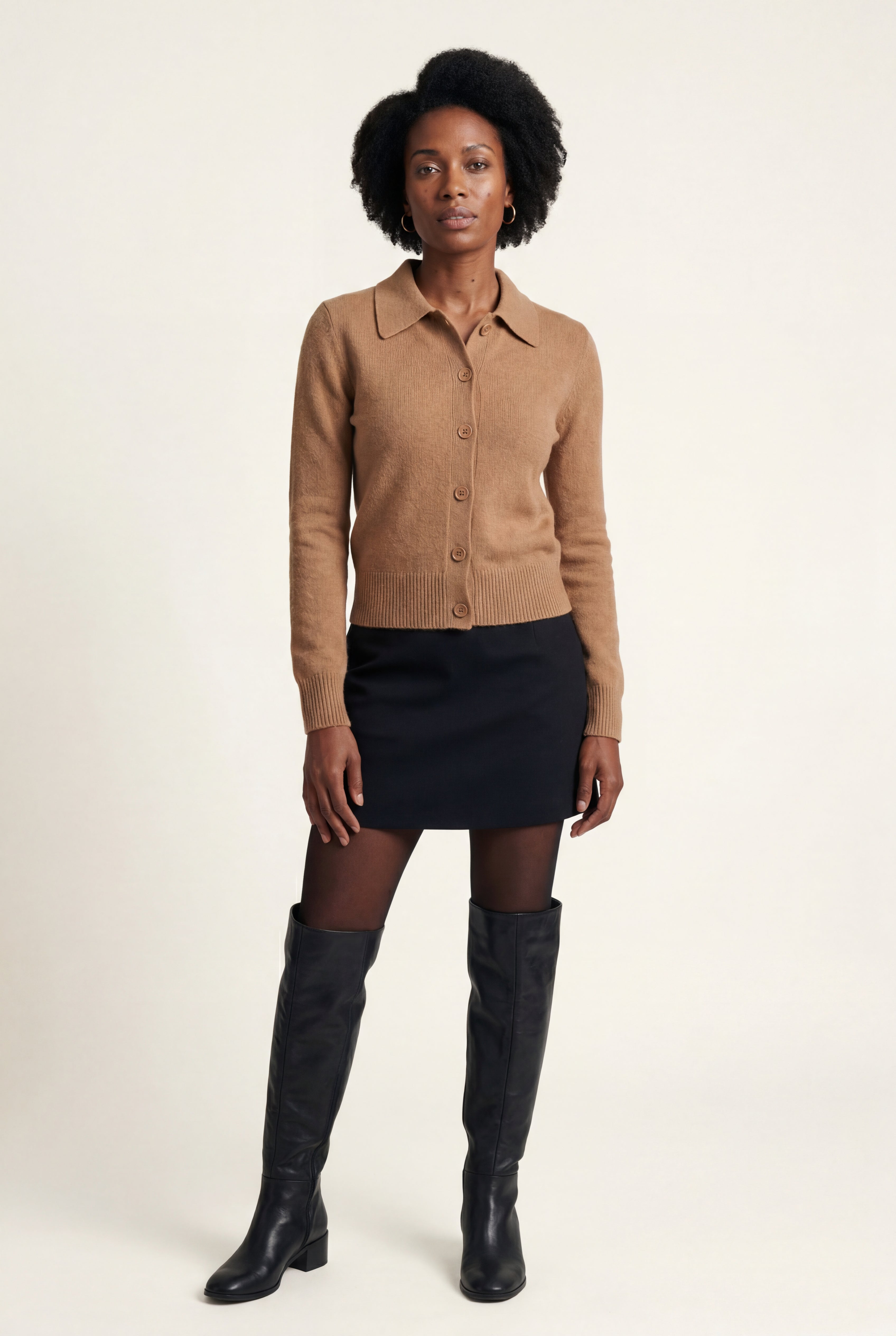 Women's Classic Collared Button-Down Cardigan Sweater | Senna