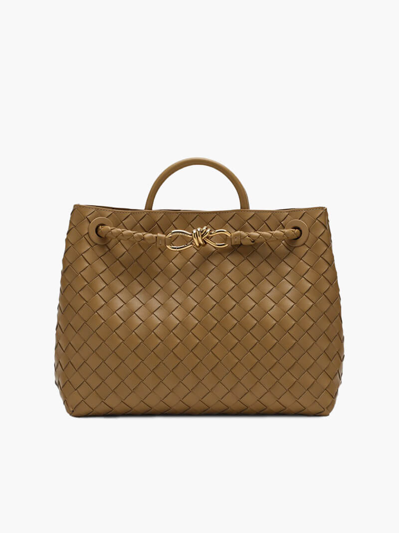 Lieke | Women's Braided Structured Medium Tote Handbag with Top Handles
