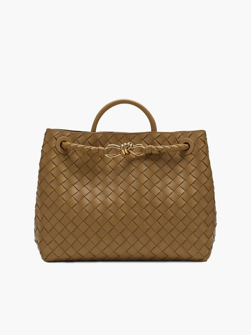 Elcevi |  Braided Structured Medium Tote Handbag with Top Handles For Women