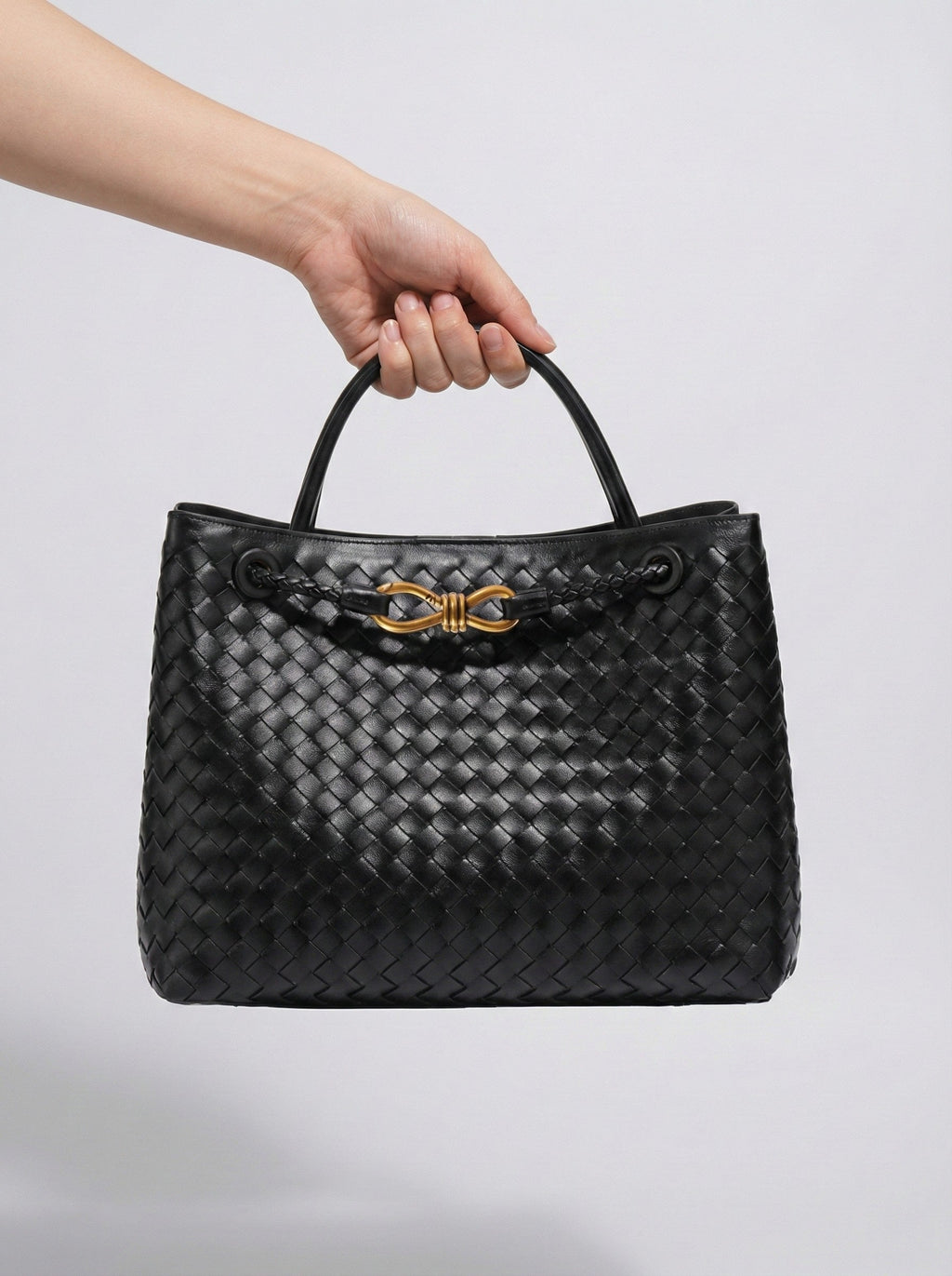 Lieke | Women's Braided Structured Medium Tote Handbag with Top Handles
