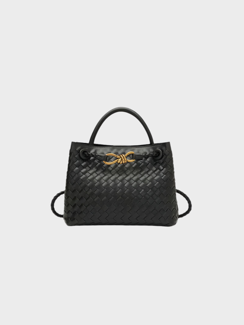 Lieke | Women's Braided Structured Medium Tote Handbag with Top Handles