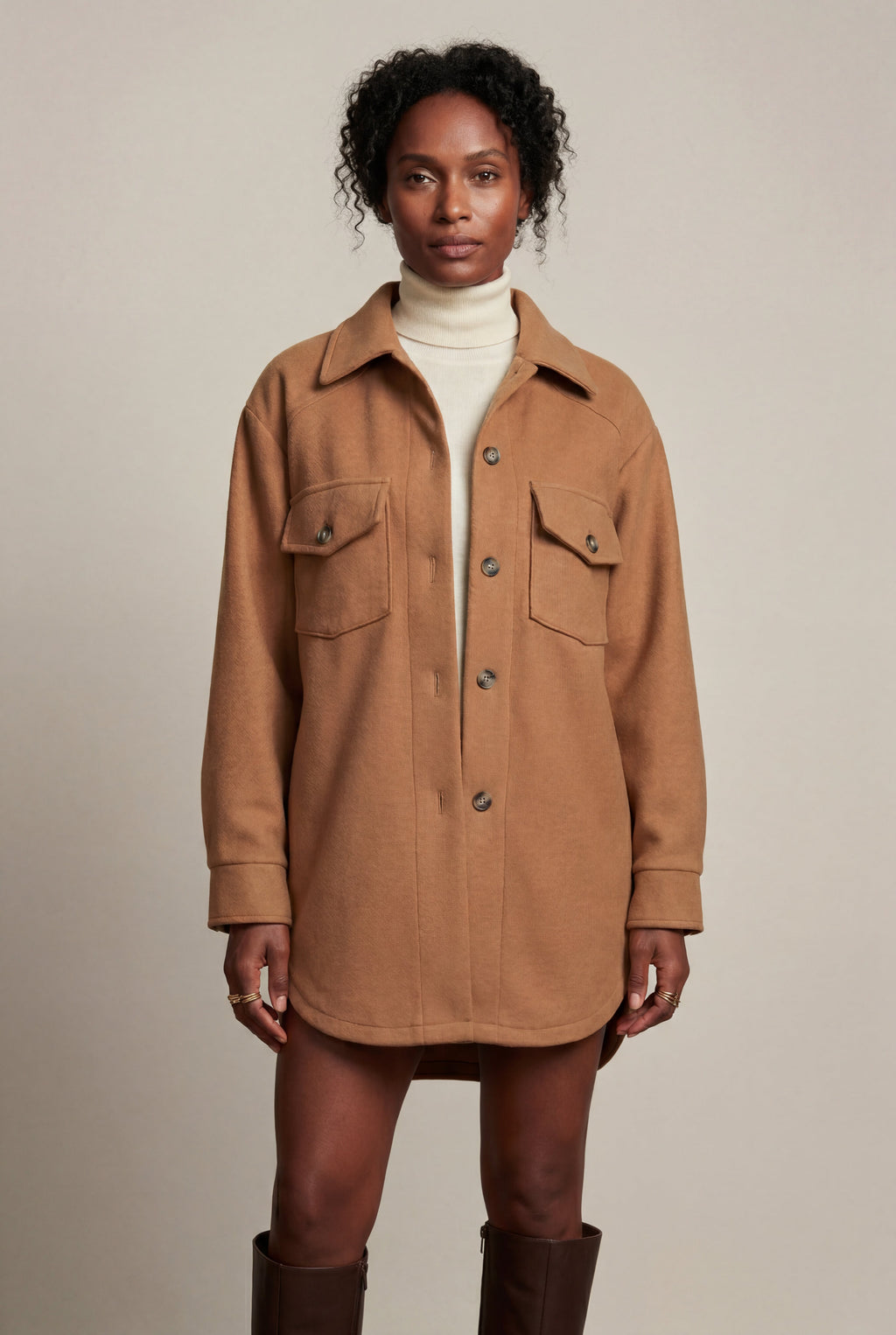 Relaxed Button-front Utility Jacket with Flap Pockets | Senna