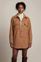 Relaxed Button-front Utility Jacket with Flap Pockets | Senna