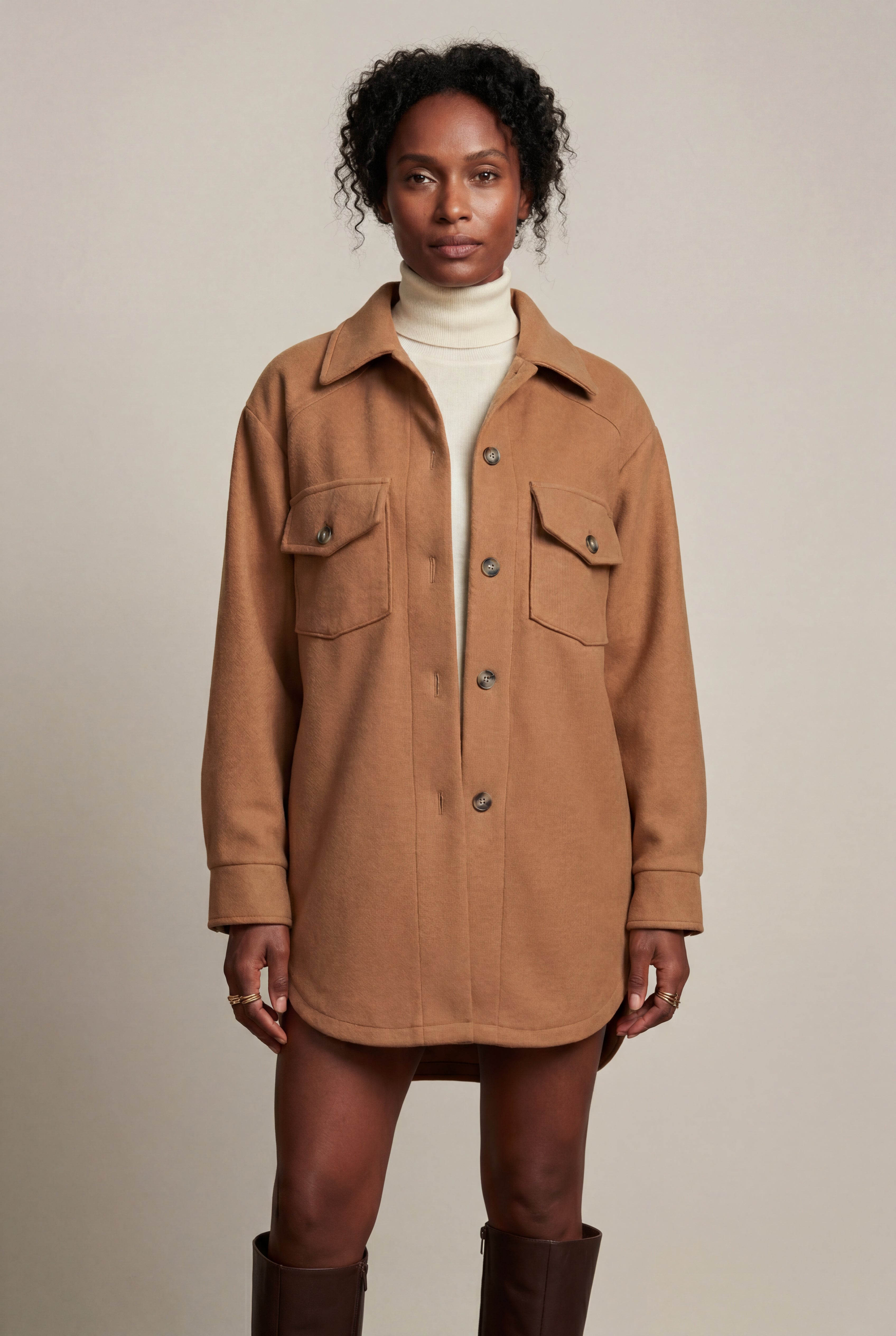 Relaxed Button-front Utility Jacket with Flap Pockets | Senna