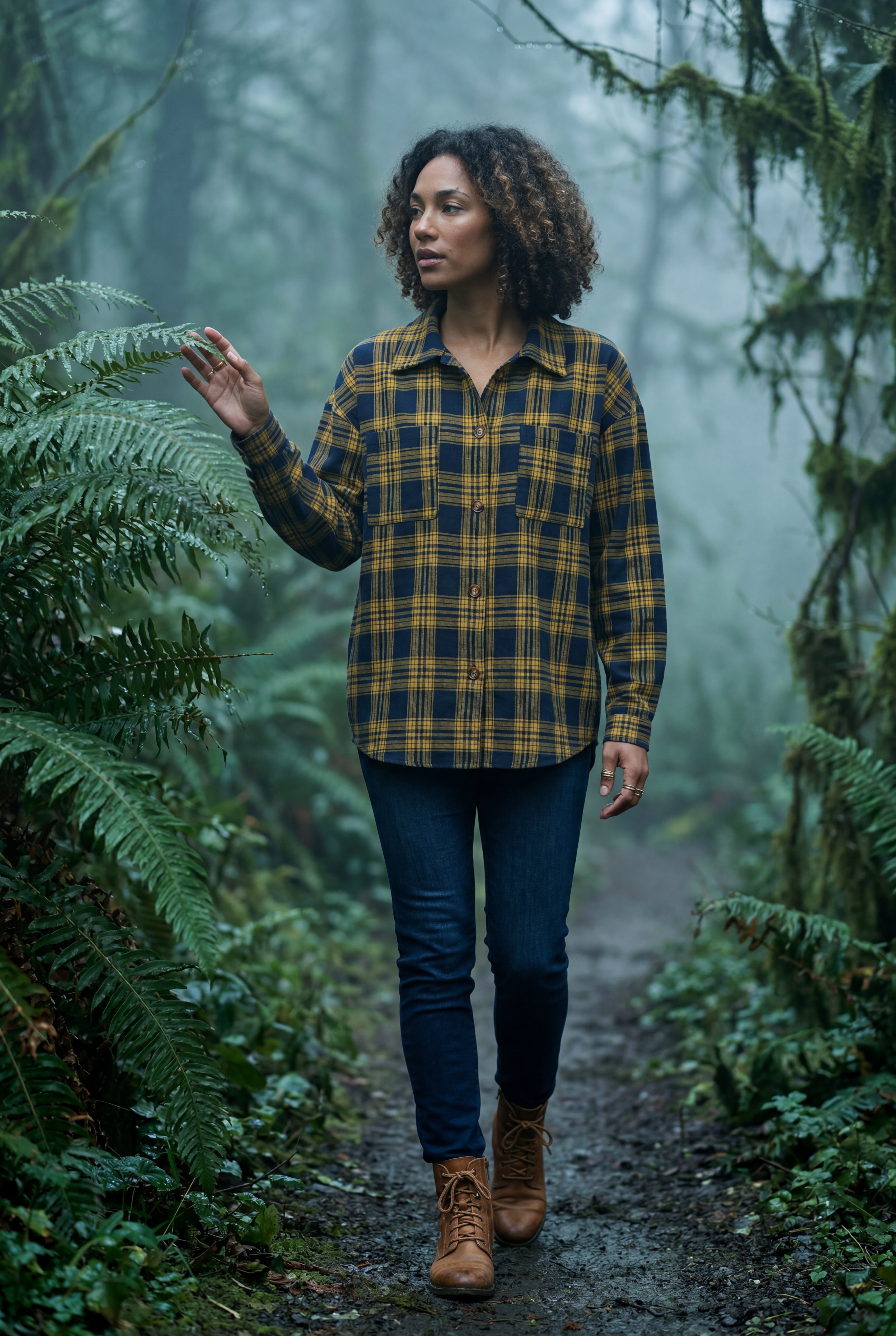 Relaxed Fit Checked Long Sleeve Shirt with Classic Collar