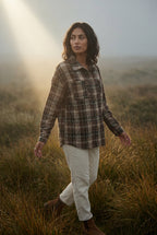 Relaxed Fit Checked Long Sleeve Shirt with Classic Collar