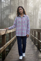 Relaxed Fit Checked Long Sleeve Shirt with Classic Collar
