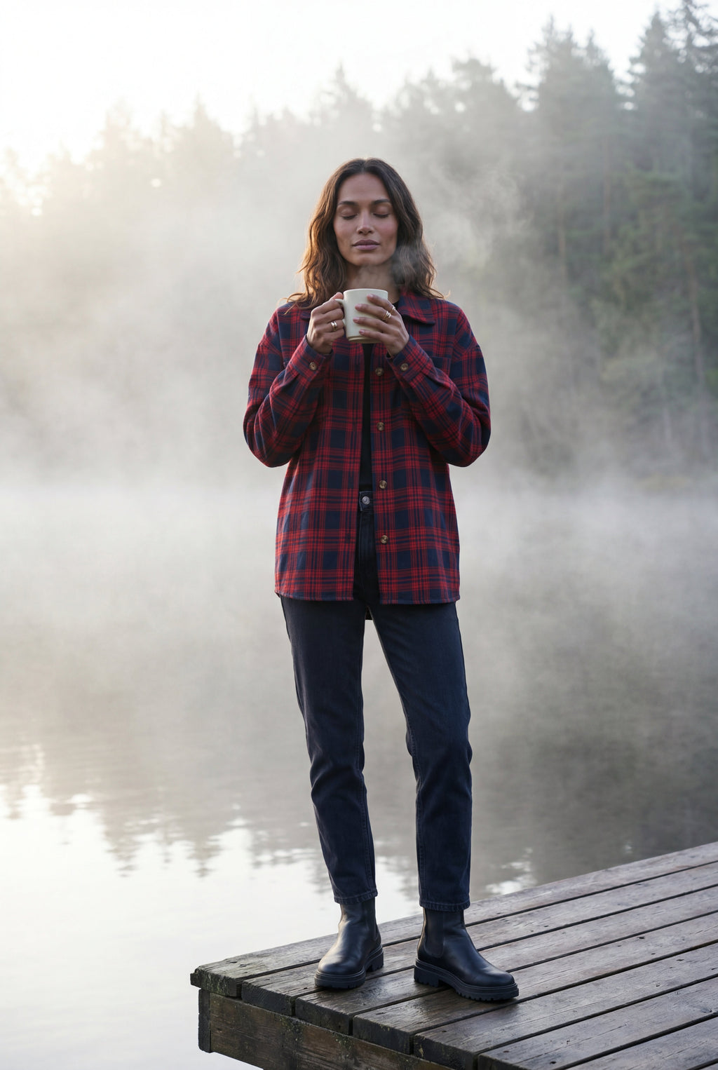 Relaxed Fit Checked Long Sleeve Shirt with Classic Collar