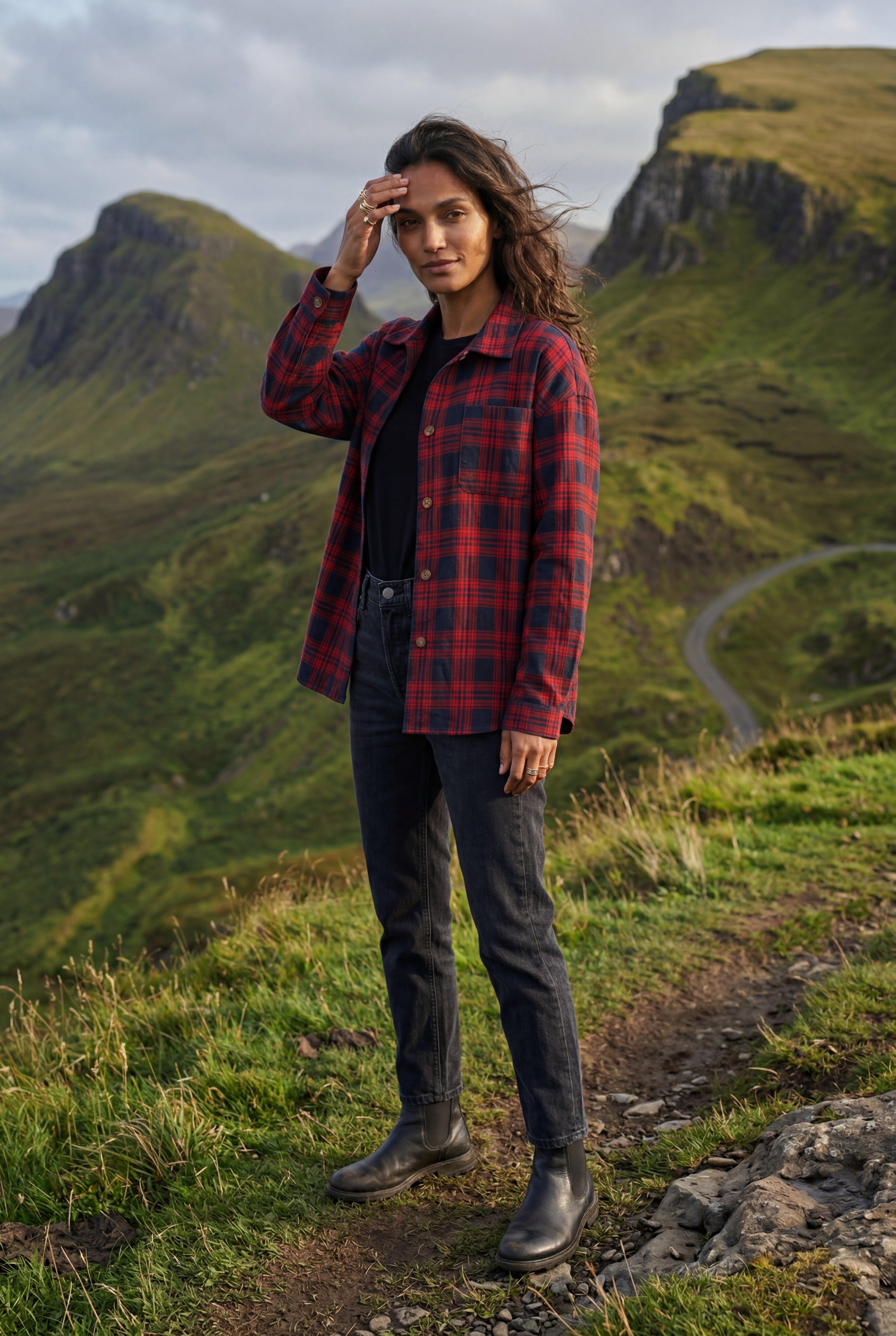 Relaxed Fit Checked Long Sleeve Shirt with Classic Collar