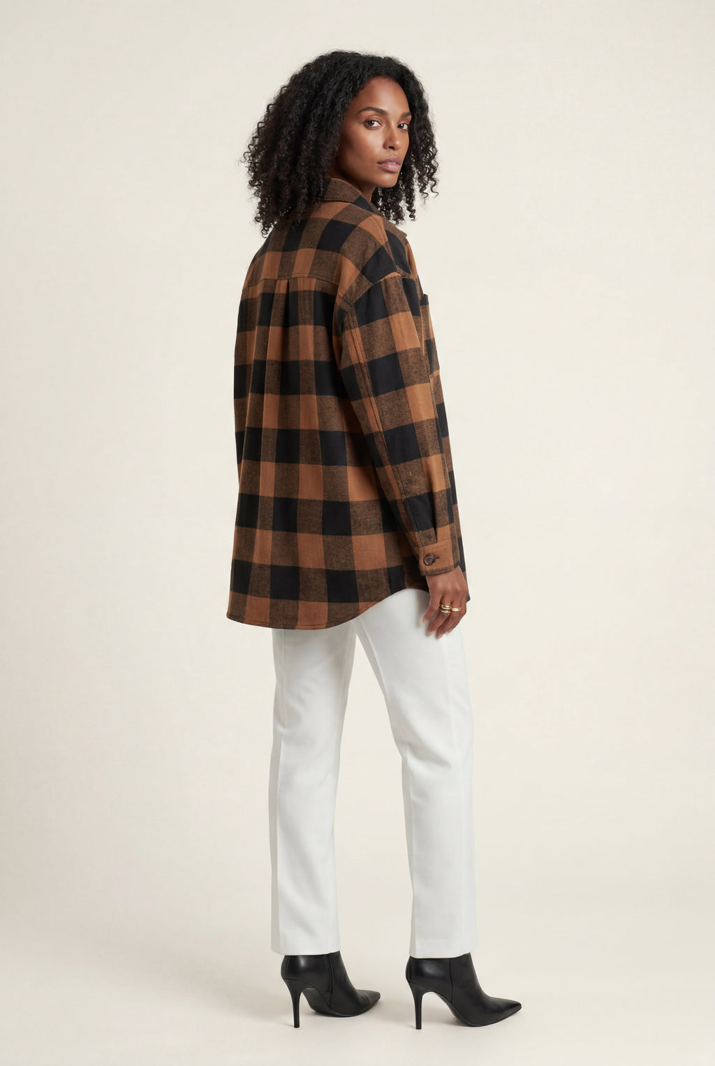 Relaxed Fit Checked Long Sleeve Shirt with Classic Collar