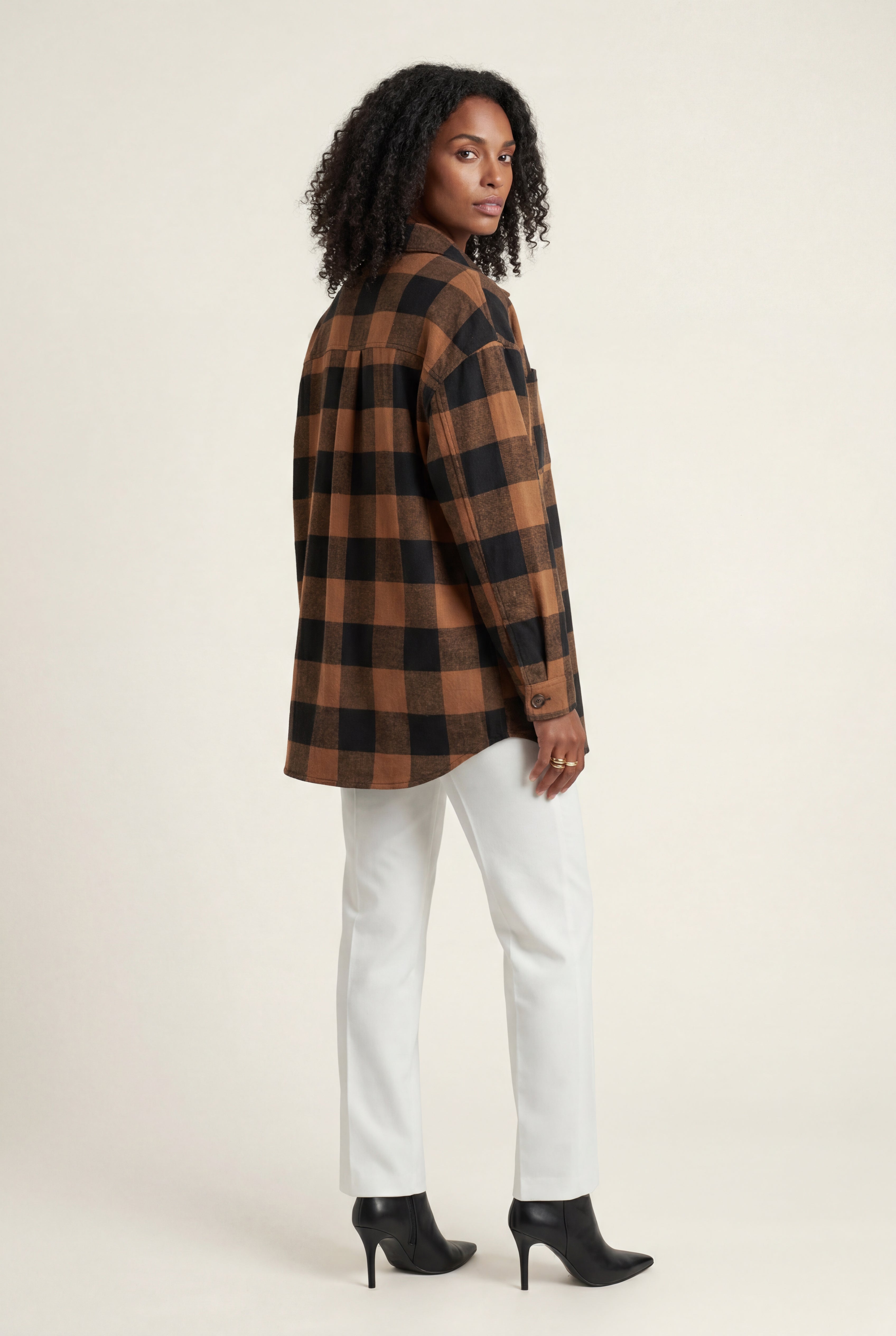 Relaxed Fit Checked Long Sleeve Shirt with Classic Collar