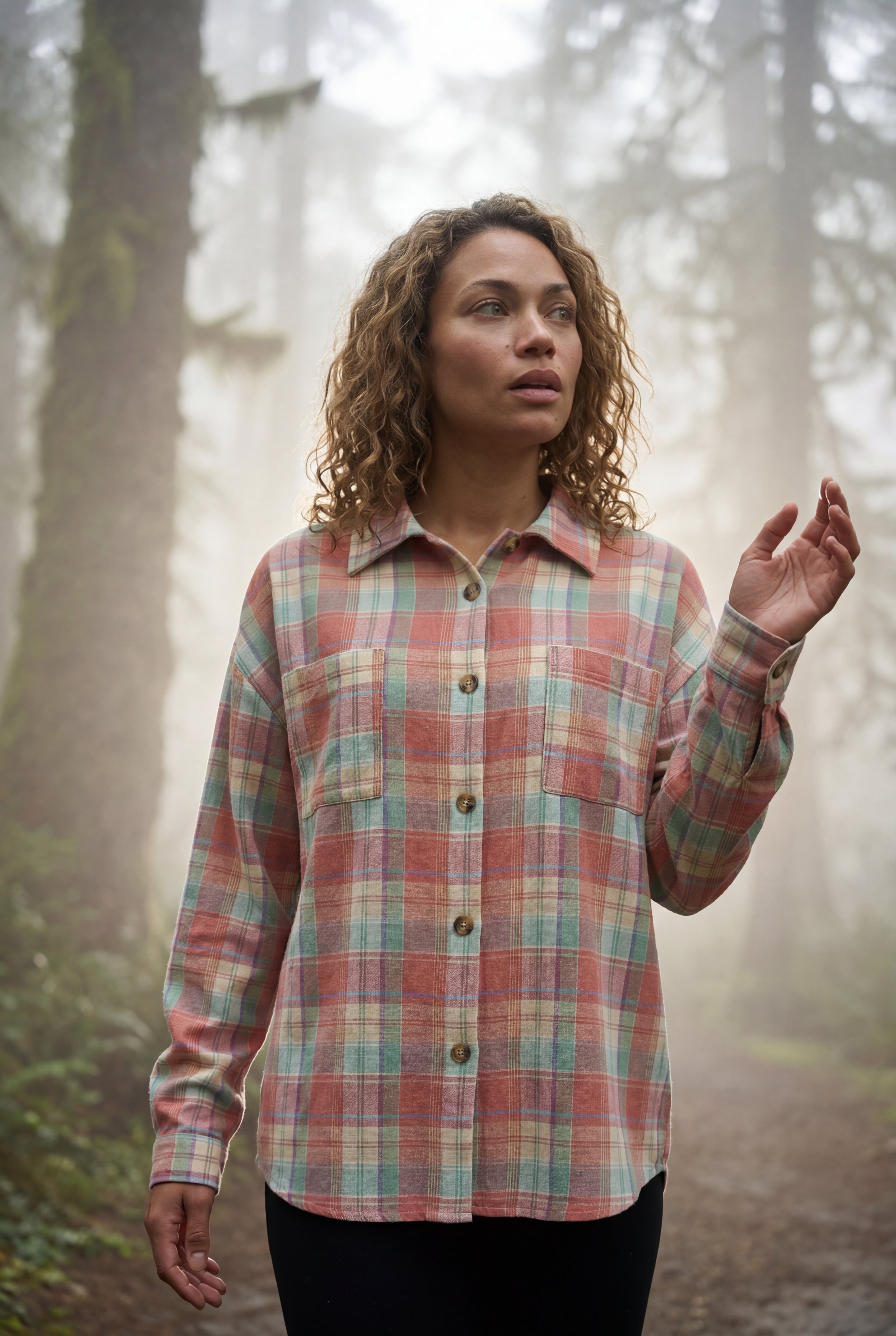 Relaxed Fit Checked Long Sleeve Shirt with Classic Collar