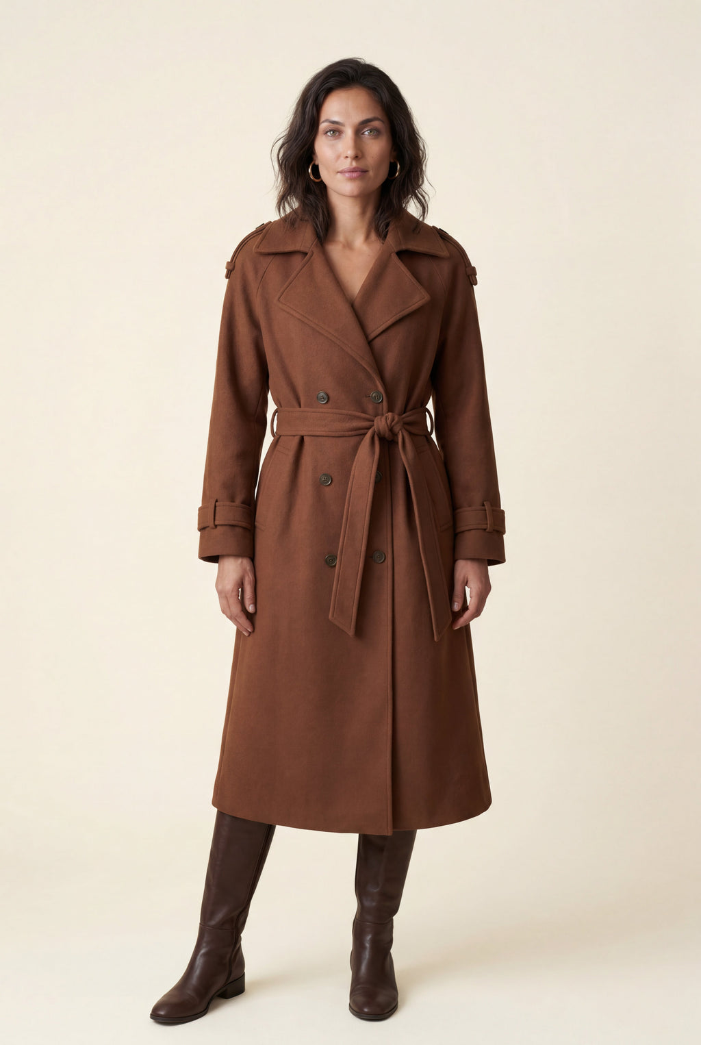 Kim | Women's Double-Breasted Belted -Blend Trench Coat
