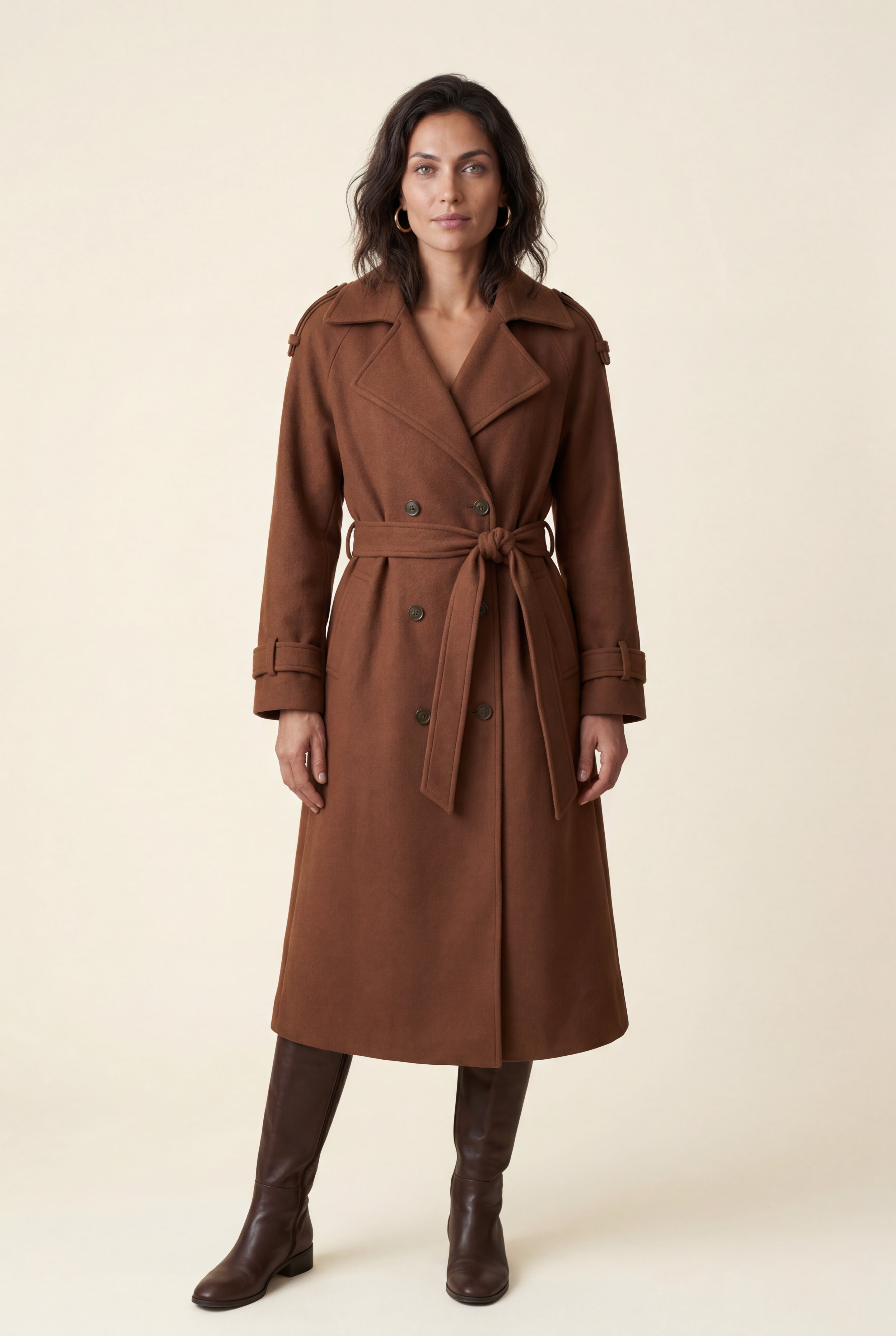 Kim | Women's Double-Breasted Belted -Blend Trench Coat