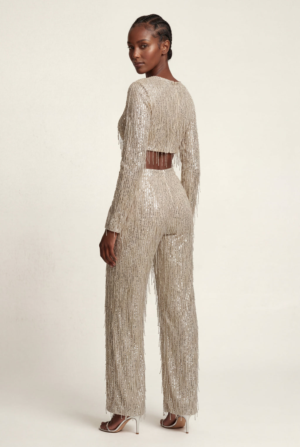 Fringe Crop Top and Wide-leg Pants Set | Elcevi