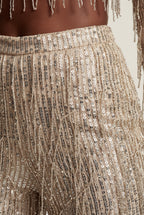 Fringe Crop Top and Wide-leg Pants Set | Elcevi
