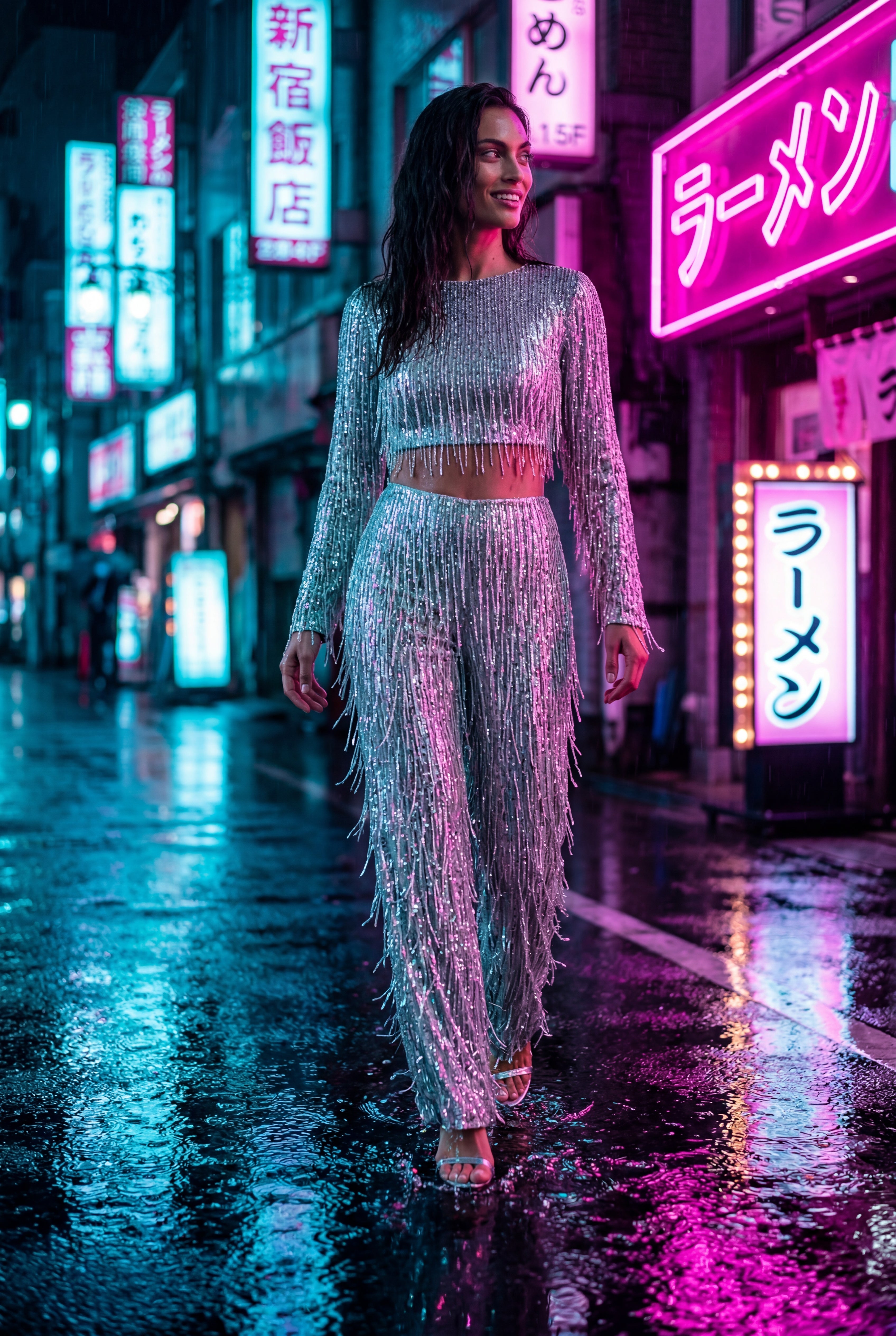 Fringe Crop Top and Wide-leg Pants Set | Elcevi
