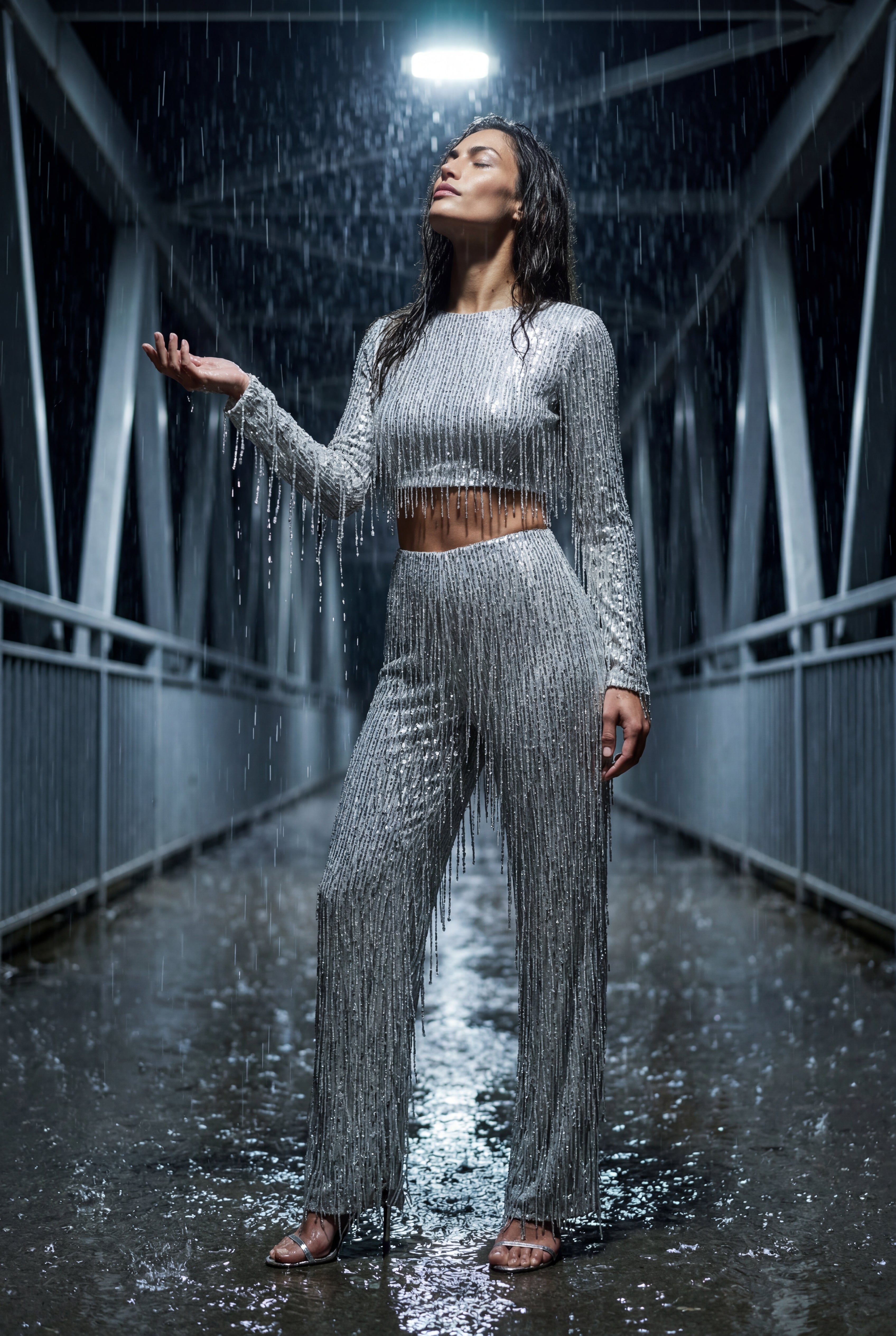 Fringe Crop Top and Wide-leg Pants Set | Elcevi
