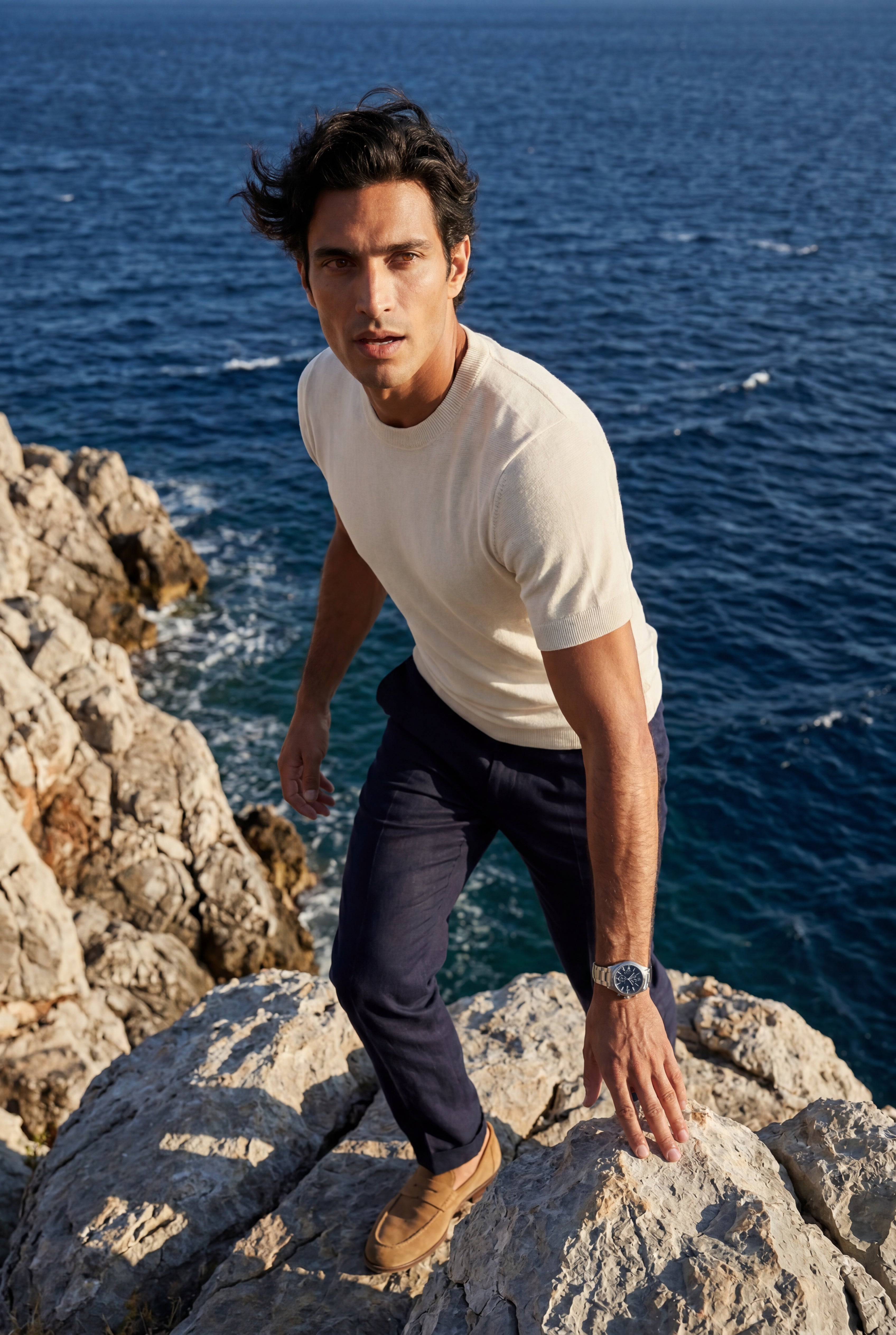 Men's Slim Fit Knitted Short Sleeve T-Shirt | Liam