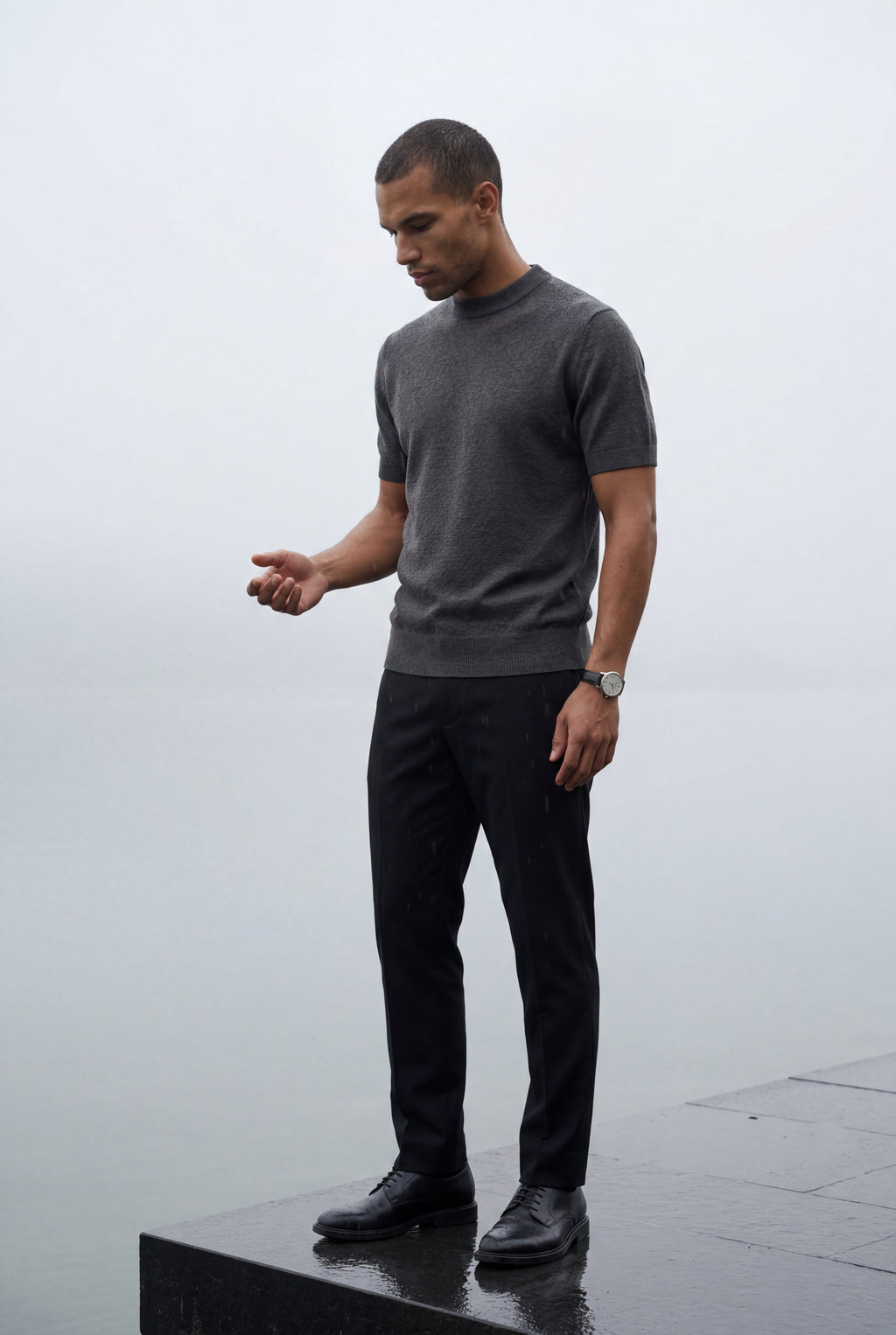Men's Slim Fit Knitted Short Sleeve T-Shirt | Liam